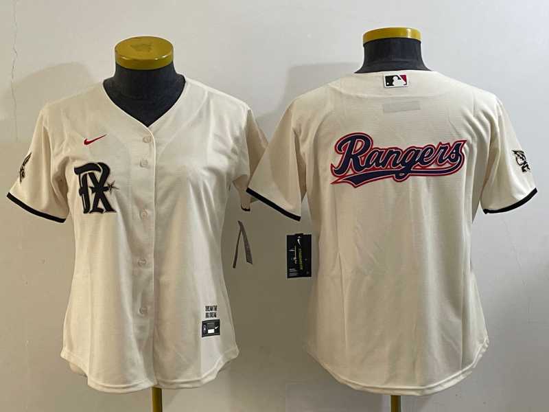 Womens Texas Rangers Big Logo Cream 2023 City Connect Stitched Baseball Jersey->mlb womens jerseys->MLB Jersey